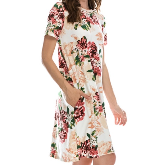 •ELDRIDGE• NWT Coral Floral Back-Strap Shift Dress - Picture 8 of 8